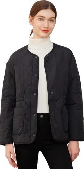ROYAL MATRIX Women's Quilted Jacket Lightweight and Padded Trendy Coat Button Down Jacket with Pockets