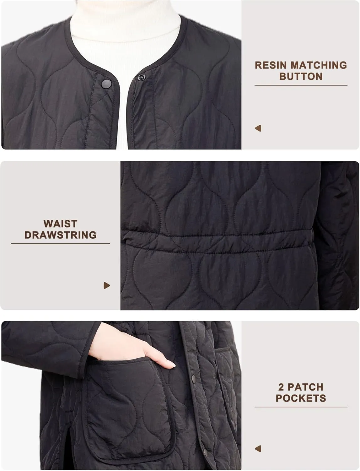 ROYAL MATRIX Women's Quilted Jacket Lightweight and Padded Trendy Coat Button Down Jacket with Pockets
