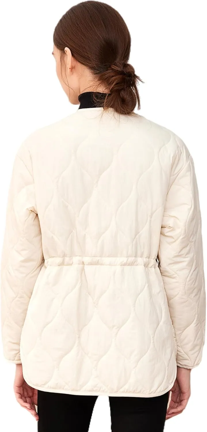 ROYAL MATRIX Women's Quilted Jacket Lightweight and Padded Trendy Coat Button Down Jacket with Pockets