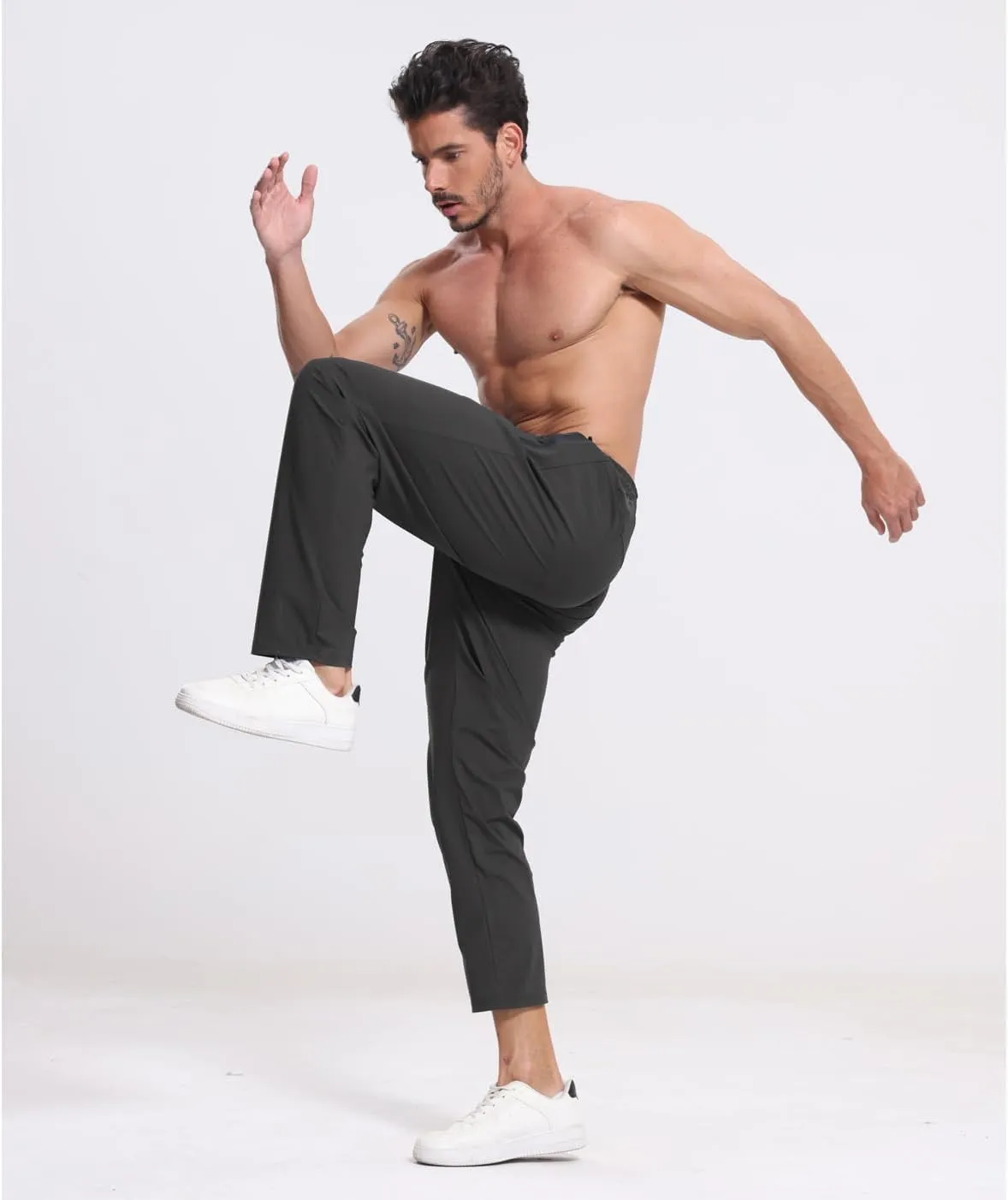 RPOVIG 3 Pack Men's Athletic Sweatpants with Zipper Pockets Workout Gym Running Hiking Active Cooling Stretch Joggers Pants