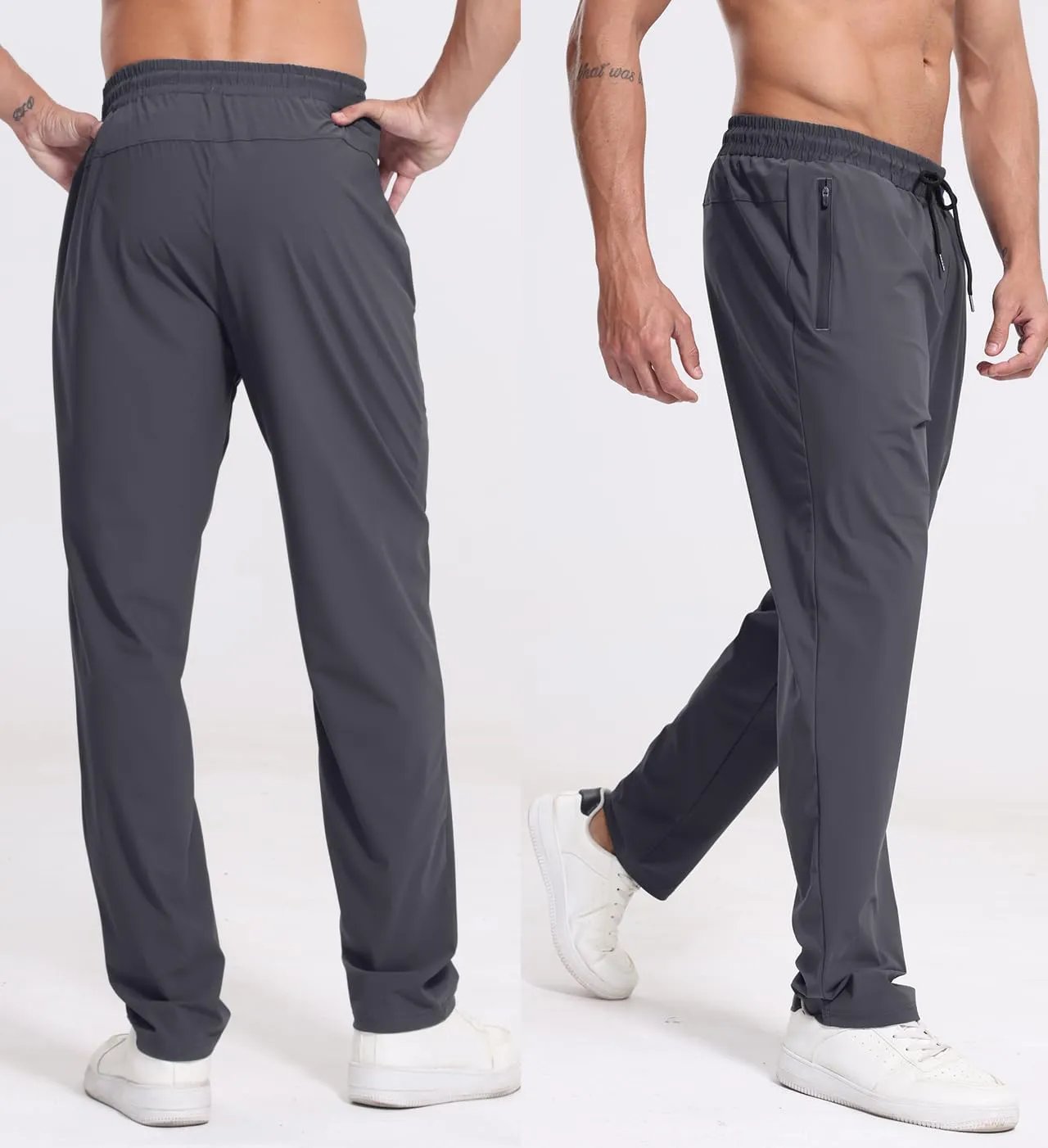 RPOVIG 3 Pack Men's Athletic Sweatpants with Zipper Pockets Workout Gym Running Hiking Active Cooling Stretch Joggers Pants