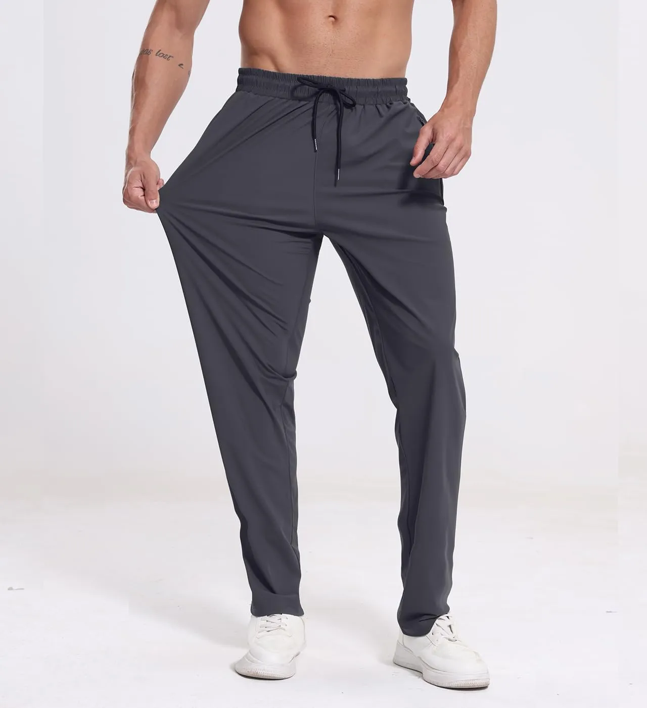 RPOVIG 3 Pack Men's Athletic Sweatpants with Zipper Pockets Workout Gym Running Hiking Active Cooling Stretch Joggers Pants