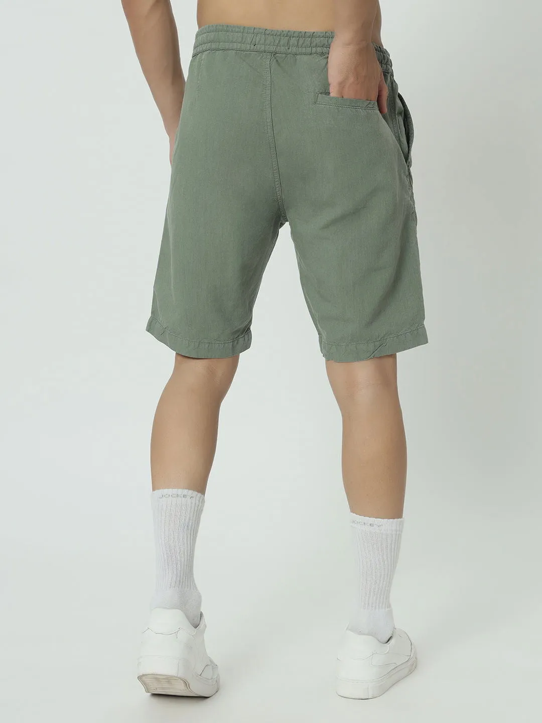 SAINTJONES-GREEN LINEN SHORTS