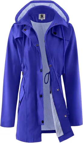 SaphiRose Women's Long Rain Jacket Waterproof Rain Coat with Hood Outdoor Light Raincoats Windbreaker