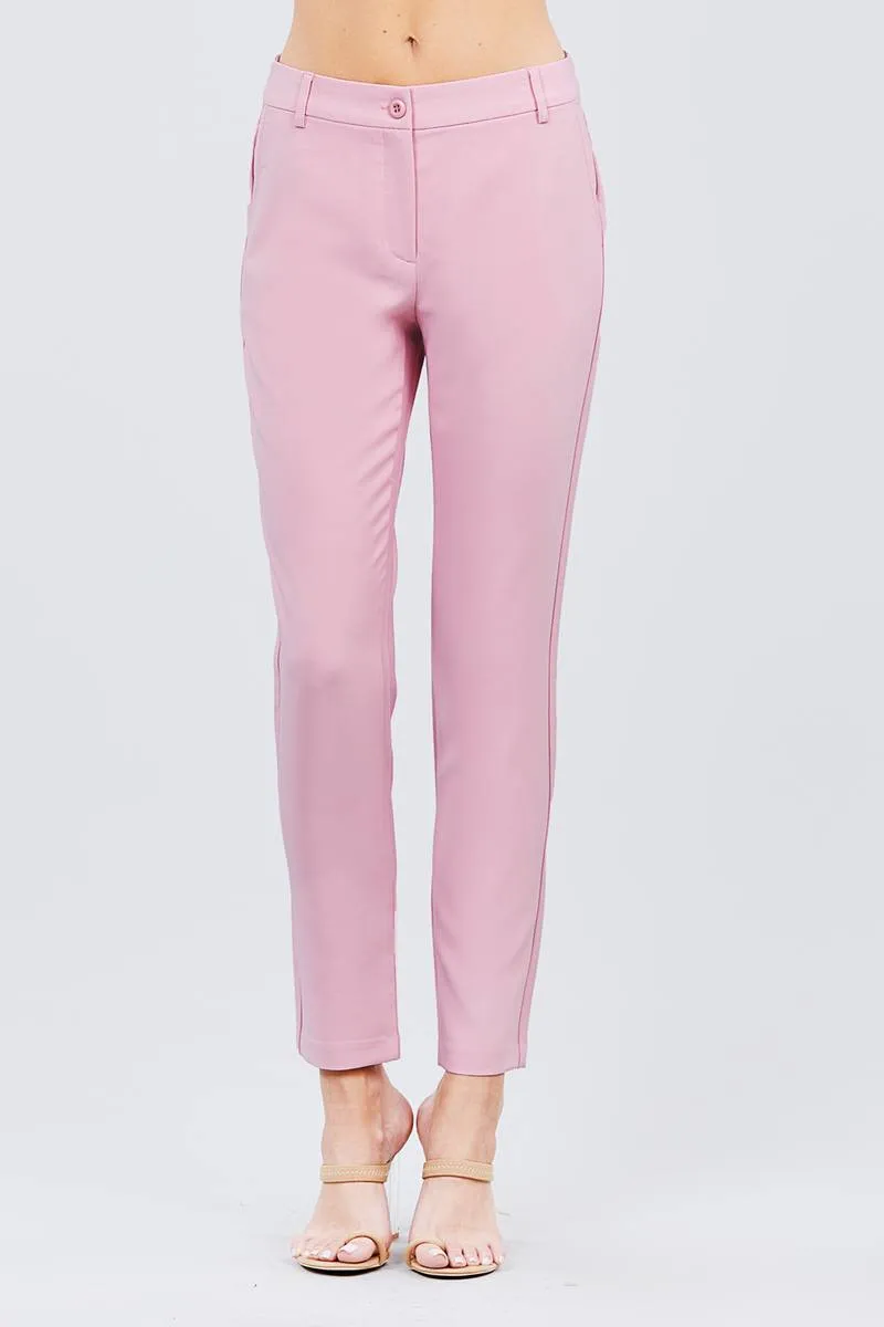 Seam Side Pocket Classic Stretch Crop Pants