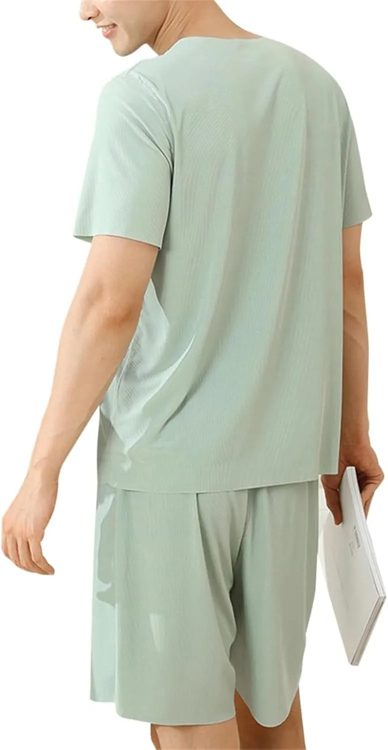 Summer Lounge Sets for Women Soft Ice Silk Shirts Wide Leg Pants Plus Size Silk Pajama Set Travel Outfit Airport Set