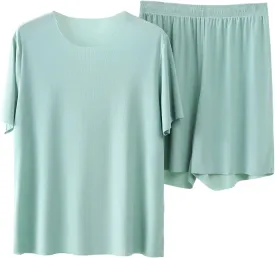 Summer Lounge Sets for Women Soft Ice Silk Shirts Wide Leg Pants Plus Size Silk Pajama Set Travel Outfit Airport Set