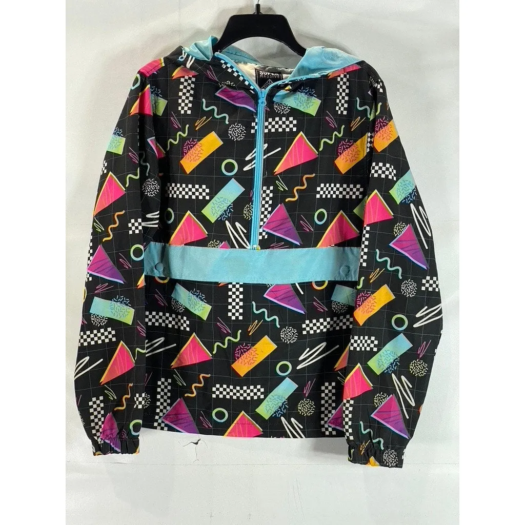 SUPER MASSIVE Men's Vintage 90's Retro Hooded Lightweight Windbreaker SZ S