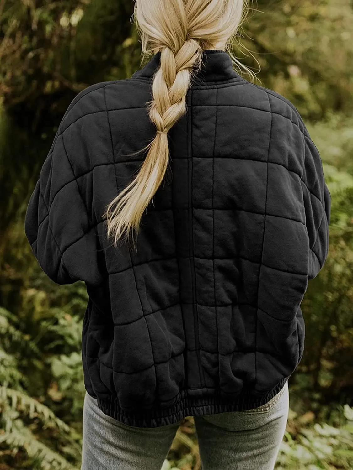 utcoco Women's Causal Lightweight Jacket Stand Collar Long Sleeve Zip Up Winter Coats for Women