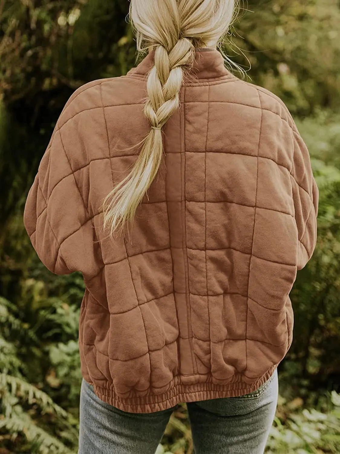 utcoco Women's Causal Lightweight Jacket Stand Collar Long Sleeve Zip Up Winter Coats for Women