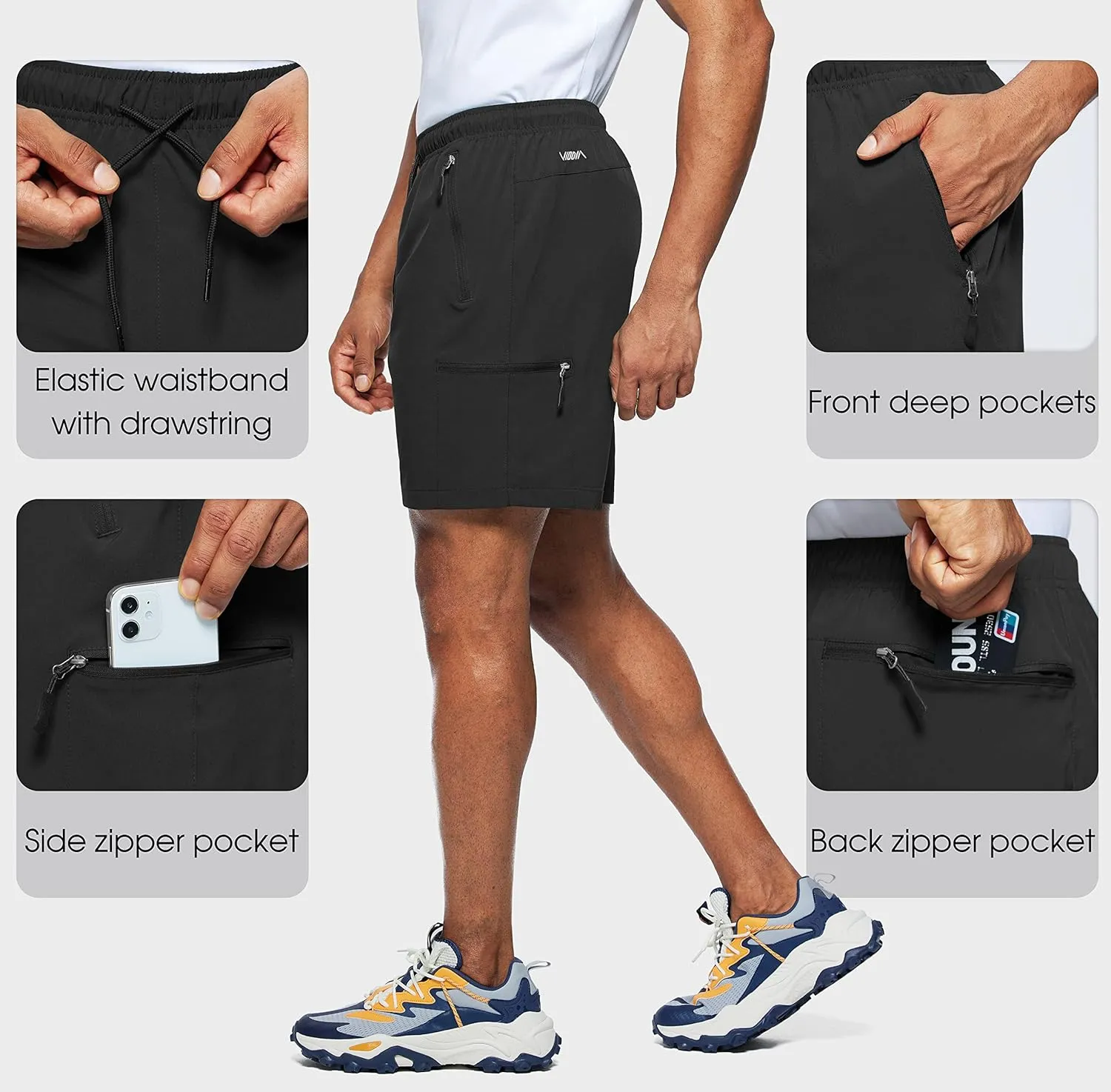 Viodia Men's Hiking Cargo Shorts Stretch Quick Dry Lightweight Shorts for Men Fishing Athletic Shorts with Pockets