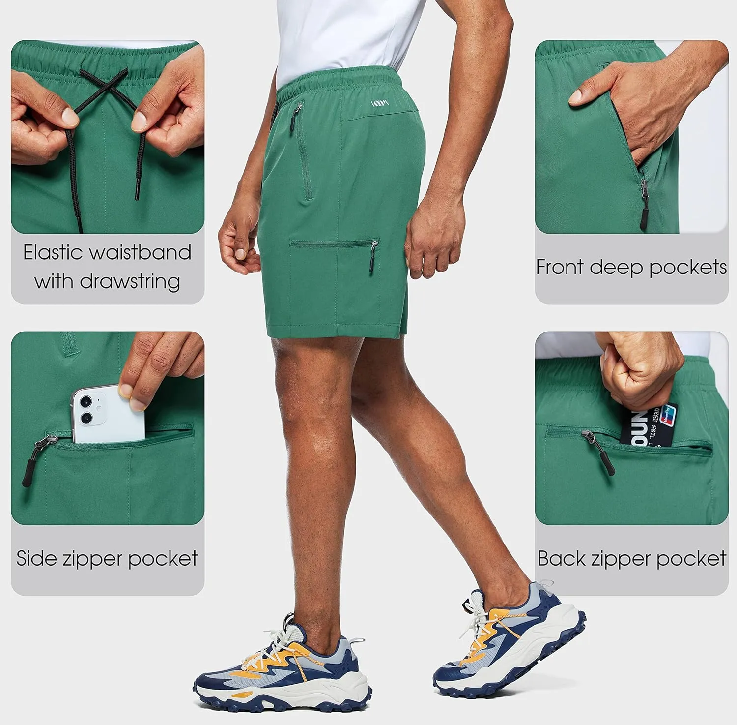 Viodia Men's Hiking Cargo Shorts Stretch Quick Dry Lightweight Shorts for Men Fishing Athletic Shorts with Pockets