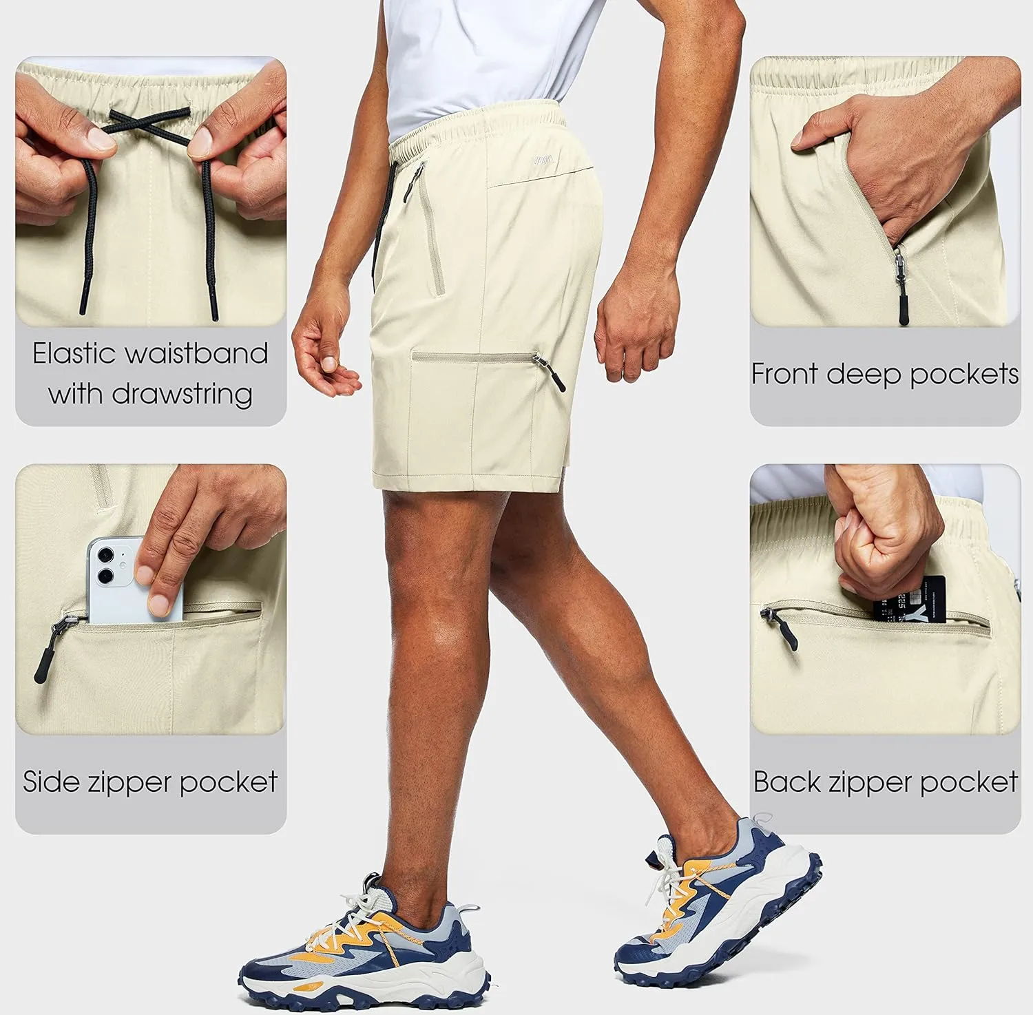 Viodia Men's Hiking Cargo Shorts Stretch Quick Dry Lightweight Shorts for Men Fishing Athletic Shorts with Pockets