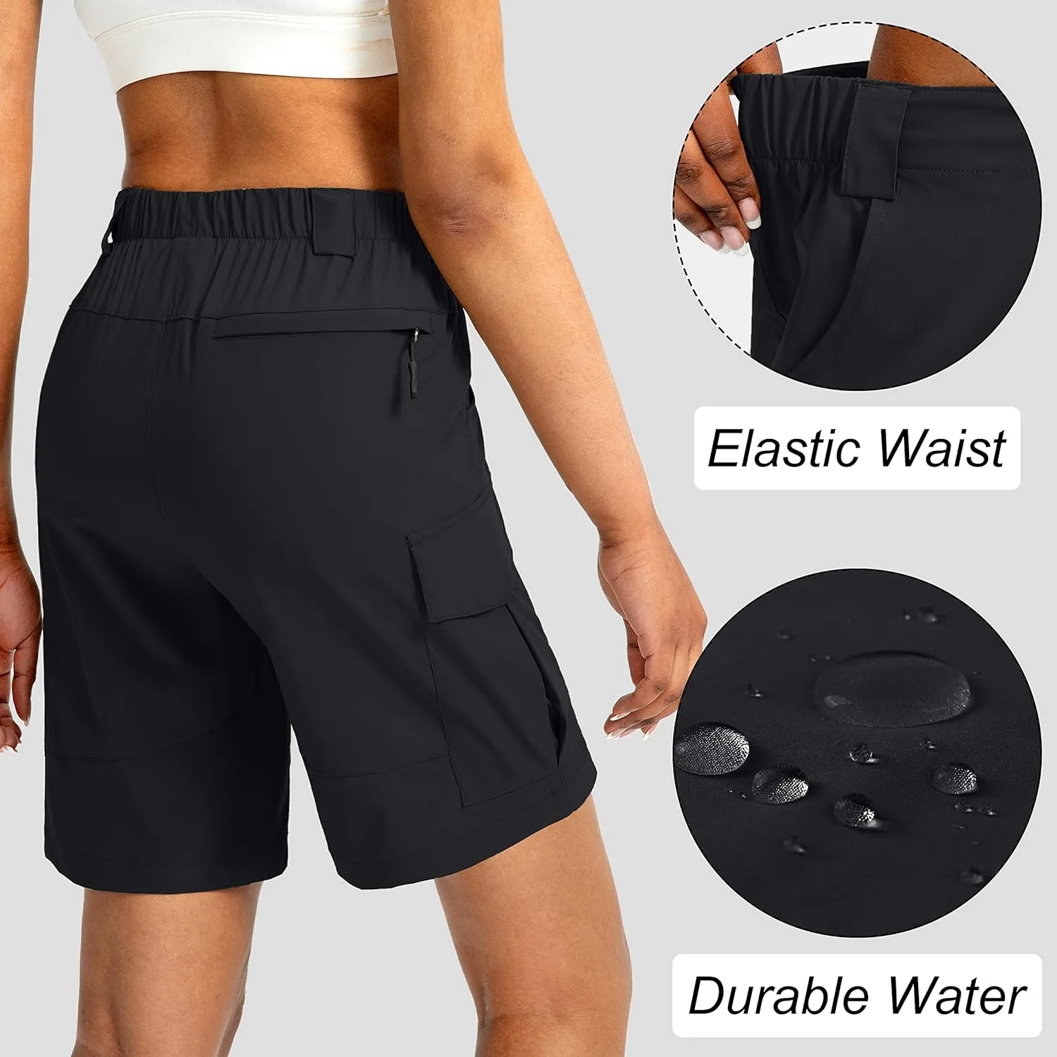 Viodia Women's 7" Hiking Cargo Shorts with Pockets Quick Dry Lightweight Shorts for Women Golf Casual Summer Shorts