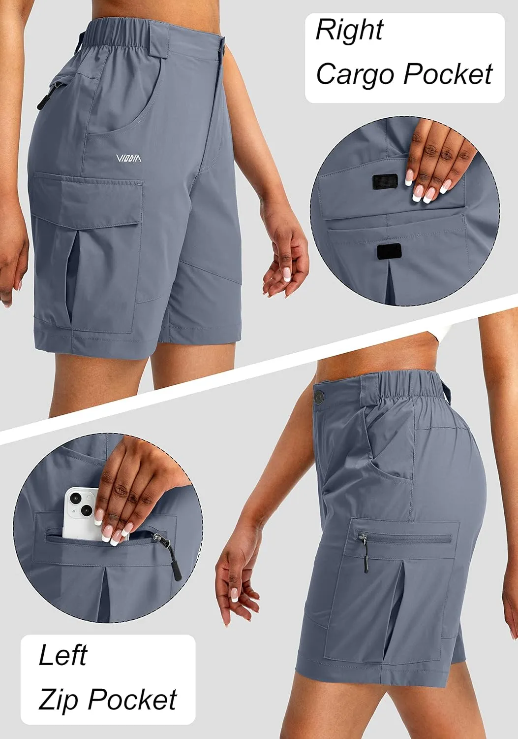 Viodia Women's 7" Hiking Cargo Shorts with Pockets Quick Dry Lightweight Shorts for Women Golf Casual Summer Shorts