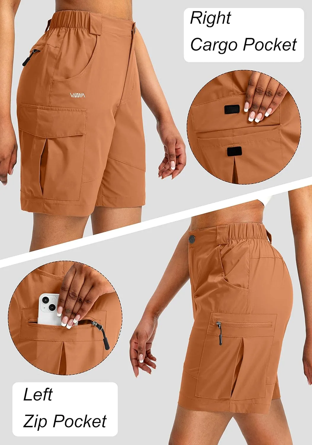 Viodia Women's 7" Hiking Cargo Shorts with Pockets Quick Dry Lightweight Shorts for Women Golf Casual Summer Shorts