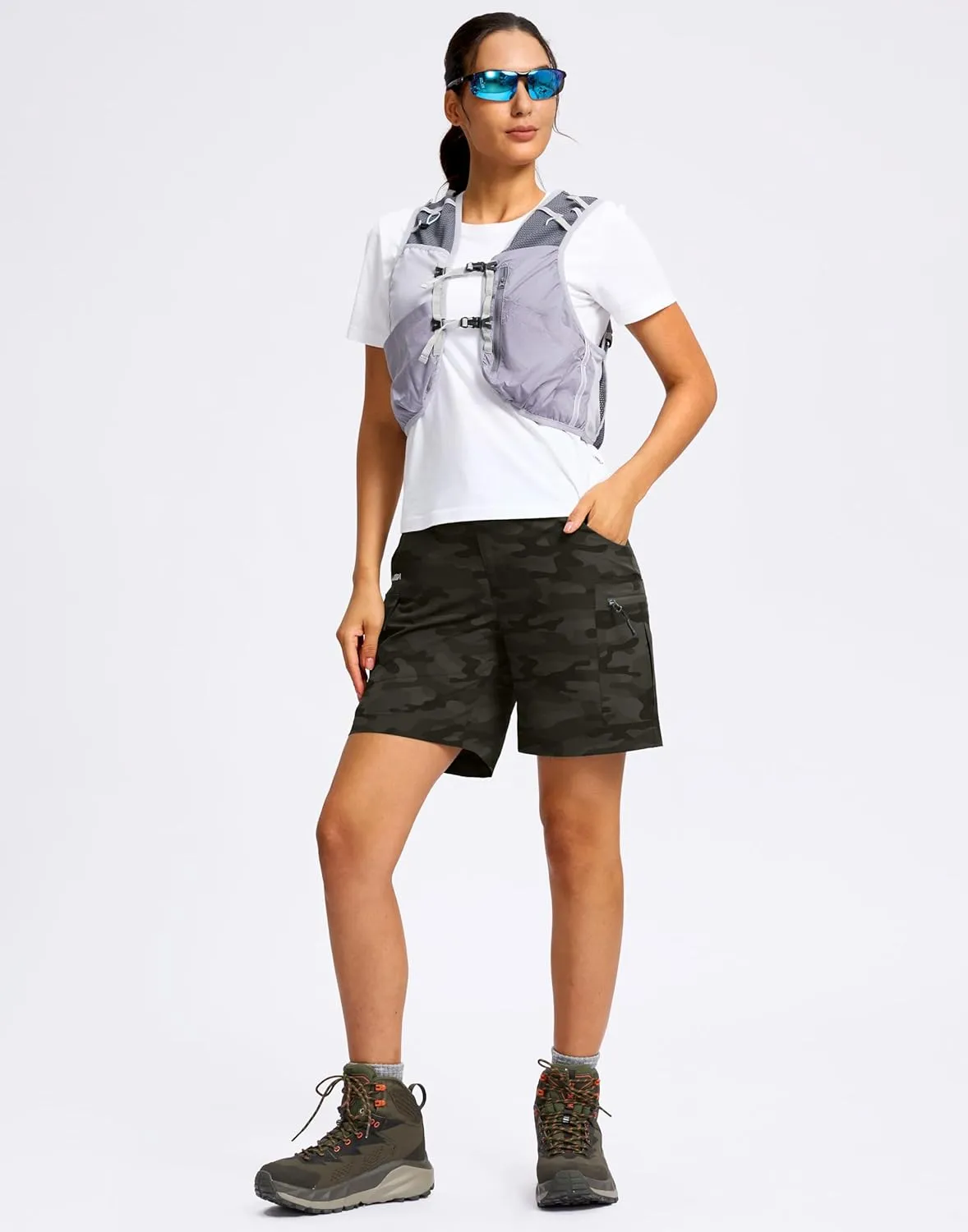 Viodia Women's 7" Hiking Cargo Shorts with Pockets Quick Dry Lightweight Shorts for Women Golf Casual Summer Shorts