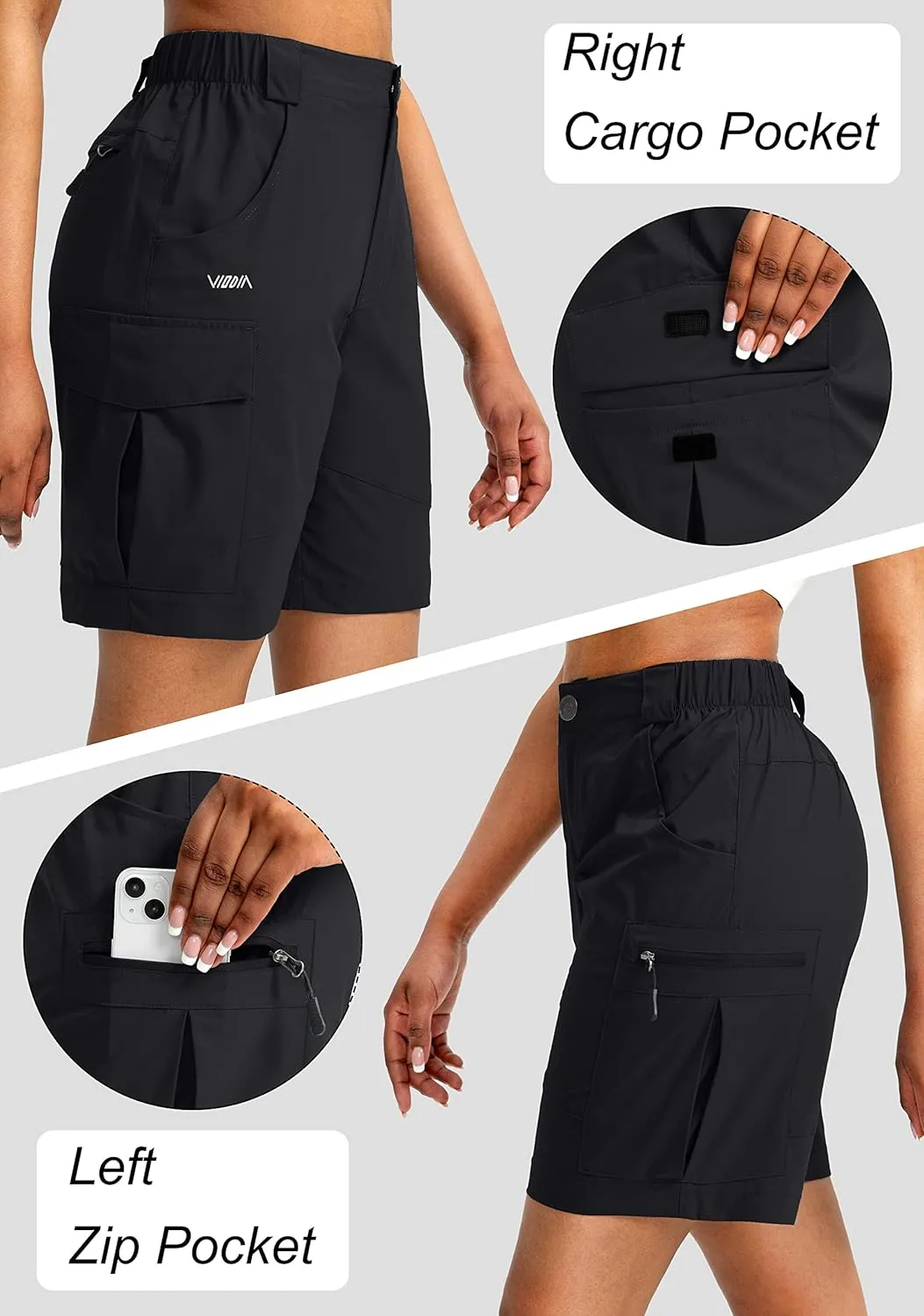 Viodia Women's 7" Hiking Cargo Shorts with Pockets Quick Dry Lightweight Shorts for Women Golf Casual Summer Shorts