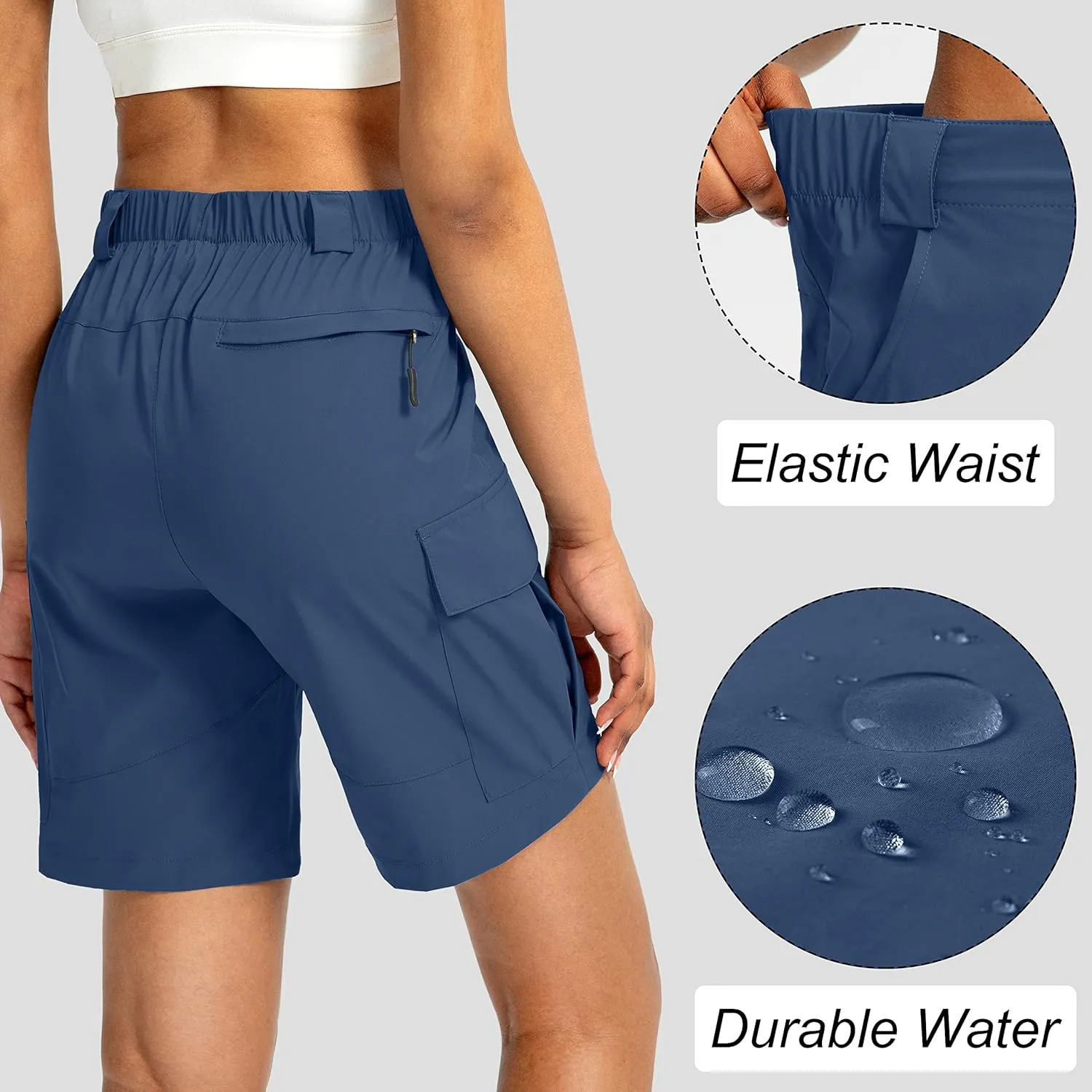 Viodia Women's 7" Hiking Cargo Shorts with Pockets Quick Dry Lightweight Shorts for Women Golf Casual Summer Shorts