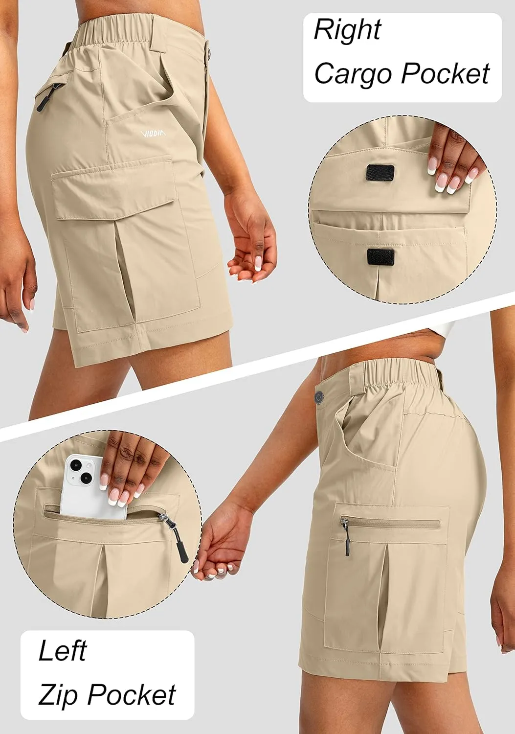 Viodia Women's 7" Hiking Cargo Shorts with Pockets Quick Dry Lightweight Shorts for Women Golf Casual Summer Shorts