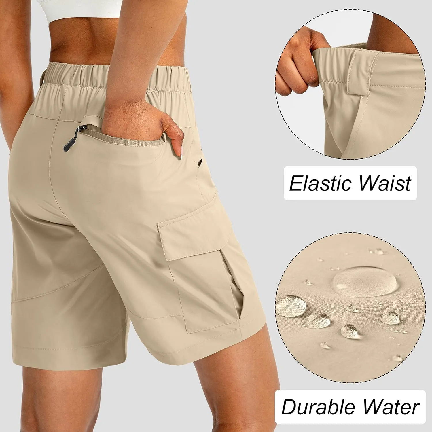 Viodia Women's 7" Hiking Cargo Shorts with Pockets Quick Dry Lightweight Shorts for Women Golf Casual Summer Shorts