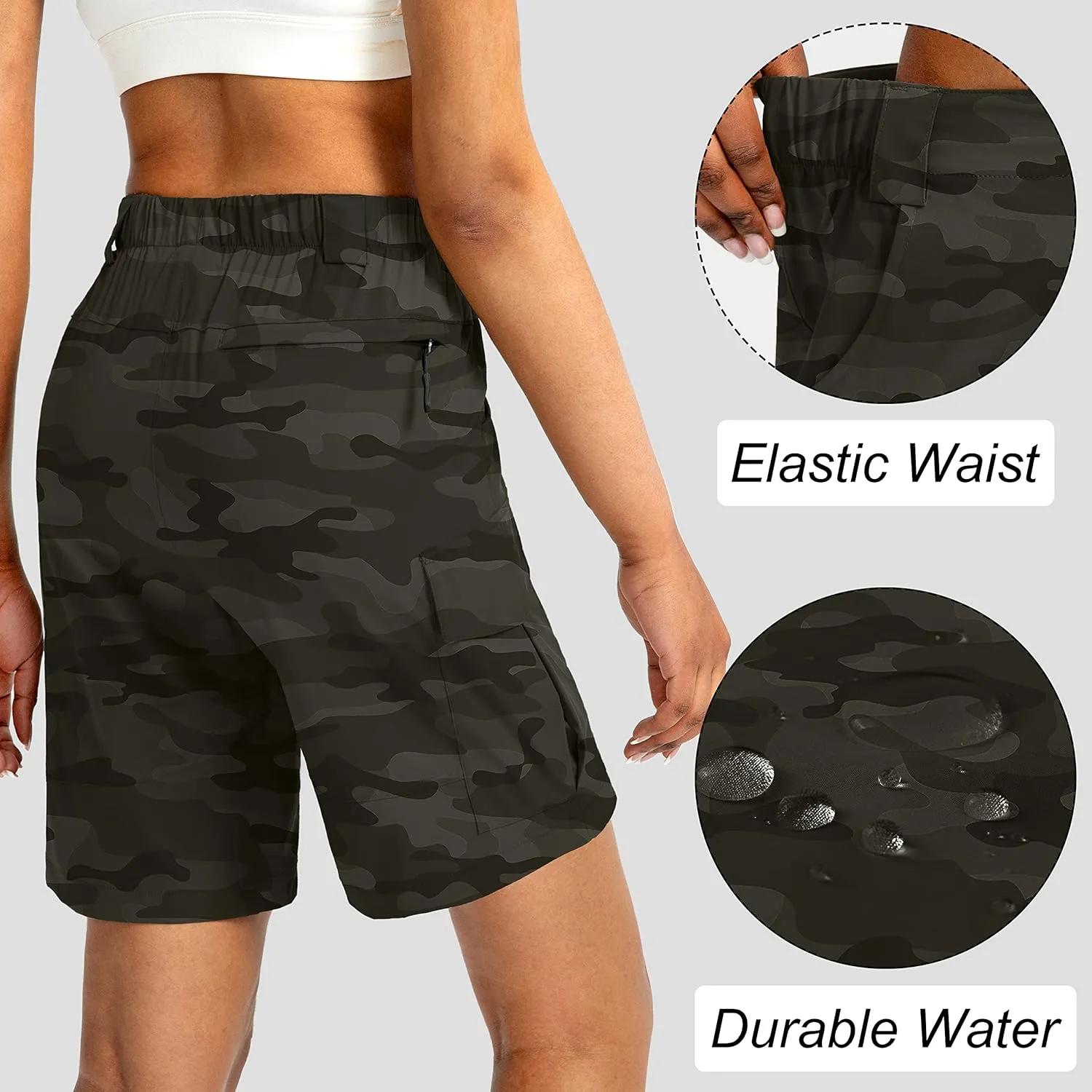 Viodia Women's 7" Hiking Cargo Shorts with Pockets Quick Dry Lightweight Shorts for Women Golf Casual Summer Shorts