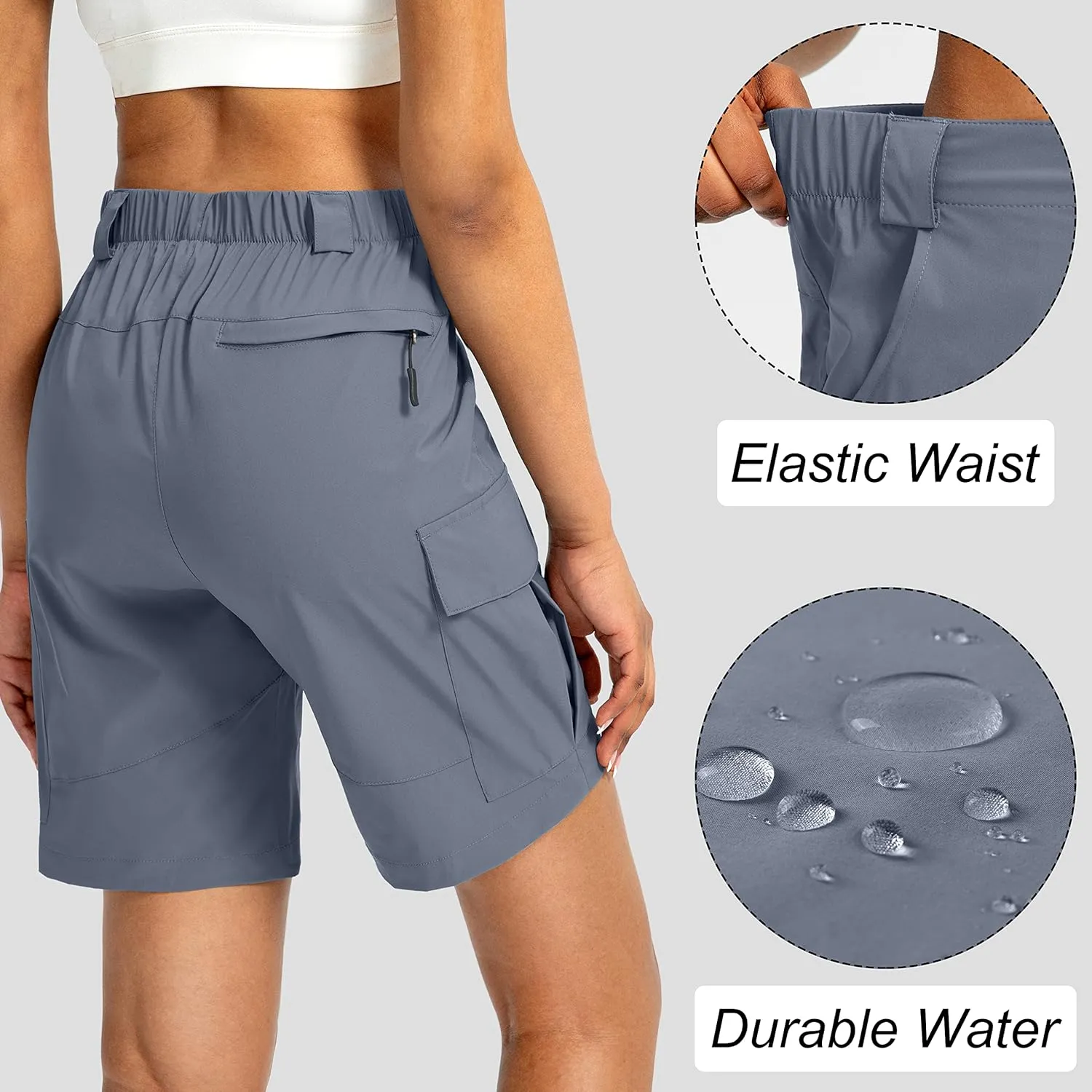 Viodia Women's 7" Hiking Cargo Shorts with Pockets Quick Dry Lightweight Shorts for Women Golf Casual Summer Shorts