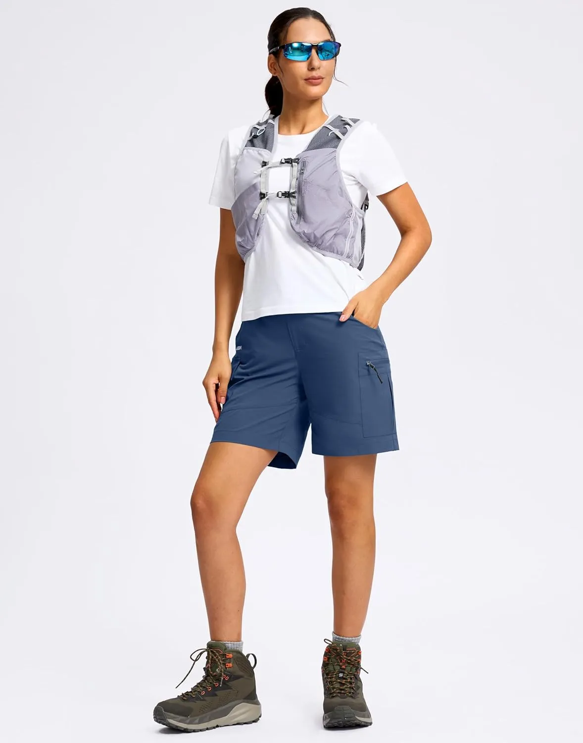 Viodia Women's 7" Hiking Cargo Shorts with Pockets Quick Dry Lightweight Shorts for Women Golf Casual Summer Shorts