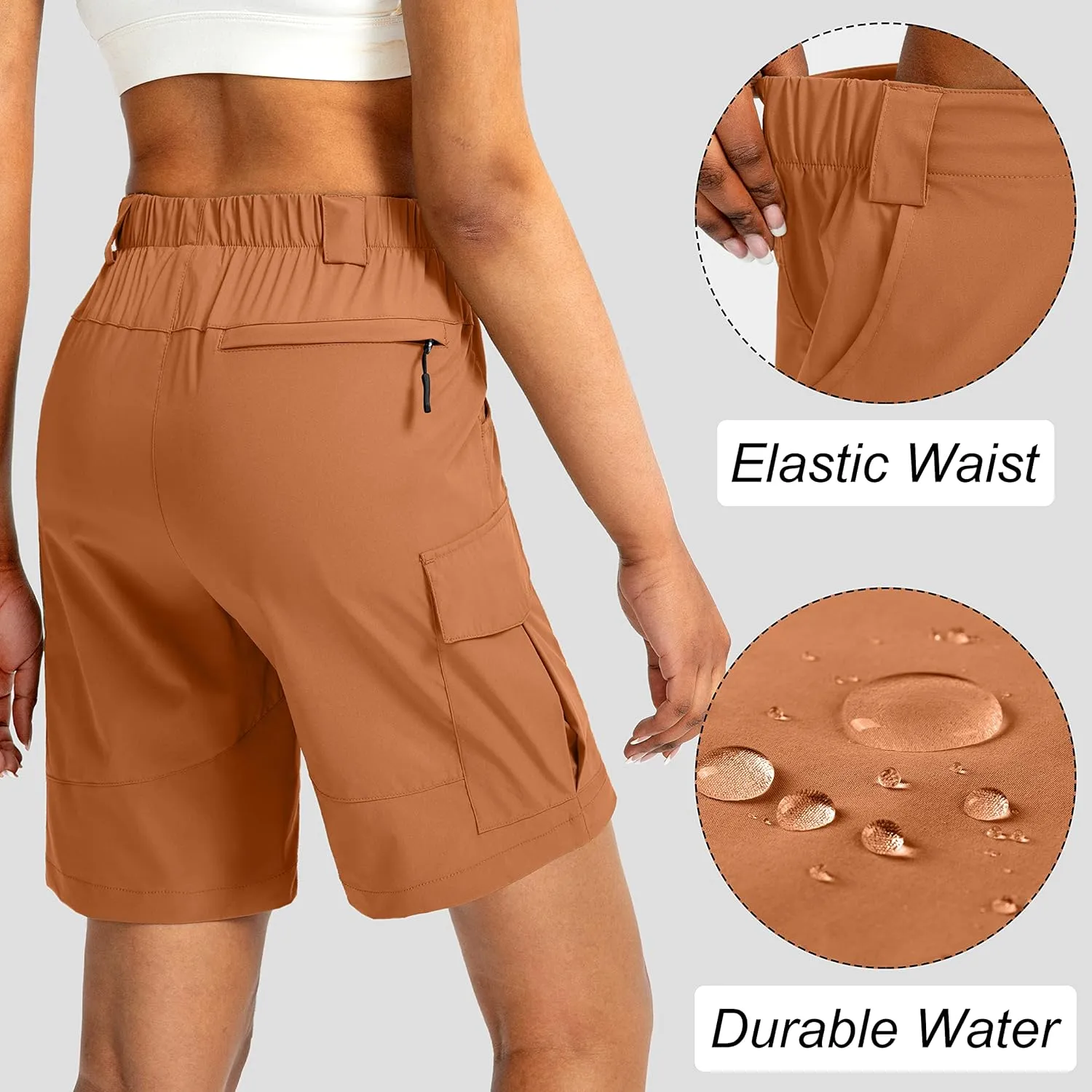 Viodia Women's 7" Hiking Cargo Shorts with Pockets Quick Dry Lightweight Shorts for Women Golf Casual Summer Shorts