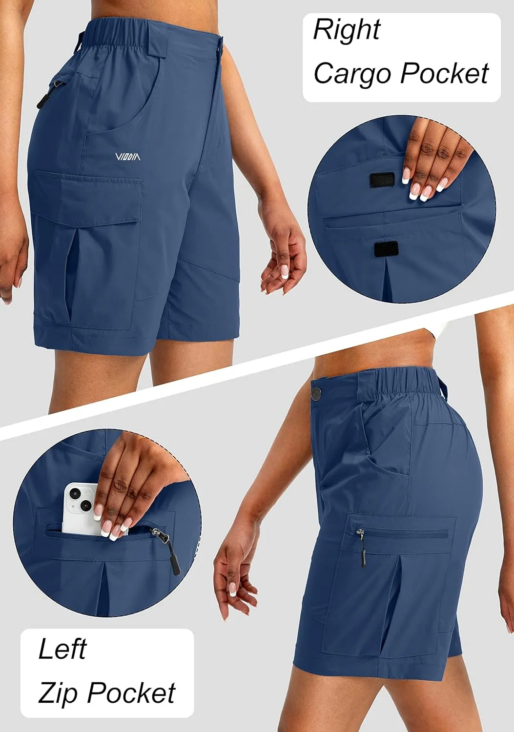 Viodia Women's 7" Hiking Cargo Shorts with Pockets Quick Dry Lightweight Shorts for Women Golf Casual Summer Shorts