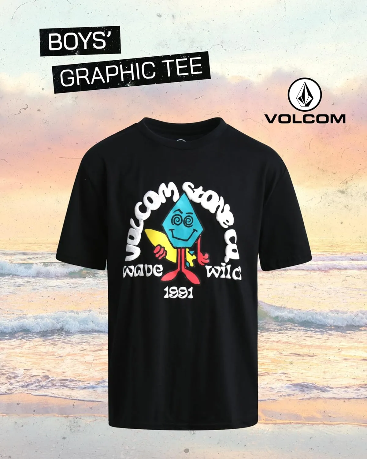 Volcom Boys T Shirt - Cotton Blend Short Sleeve Graphic Tees for Boys - Cool Casual Graphic T Shirts (Sizes: 2T-20)