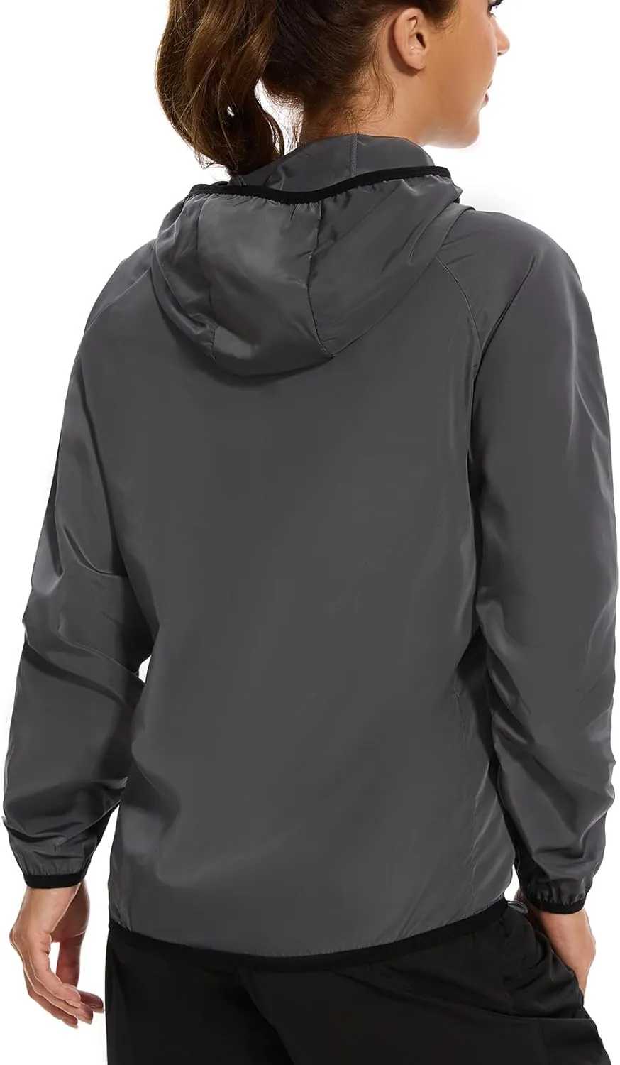 Waterproof Raincoat with Hood Windbreaker Rain Jacket for Women Zipper Lightweight Hiking Outdoor