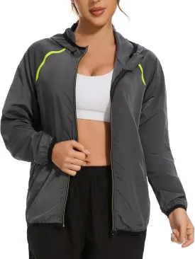 Waterproof Raincoat with Hood Windbreaker Rain Jacket for Women Zipper Lightweight Hiking Outdoor