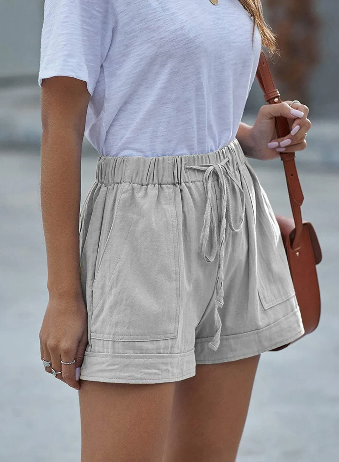 YOCUR Womens Lightweight Shorts Casual Baggy Trendy Short Pants Elastic Waist Drawstring Comfy Shorts